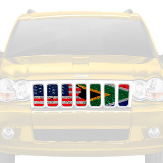 Dirty Acres® - 1-Pc South Africa American Flag Style Dark Gray and Black Leopard Print Perforated Main Grille