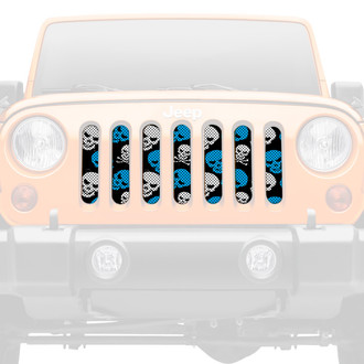 Dirty Acres® - 1-Pc Skulls Style Blue Perforated Main Grille