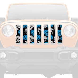 Dirty Acres® - 1-Pc Skulls Style Blue Perforated Main Grille