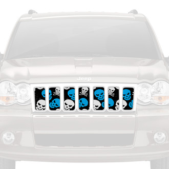 Dirty Acres® - 1-Pc Skulls Style Blue Perforated Main Grille