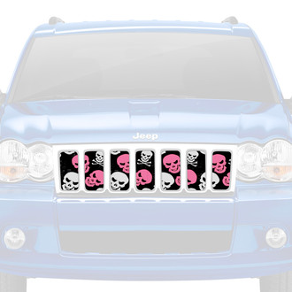 Dirty Acres® - 1-Pc Skulls Style Baby Pink Perforated Main Grille