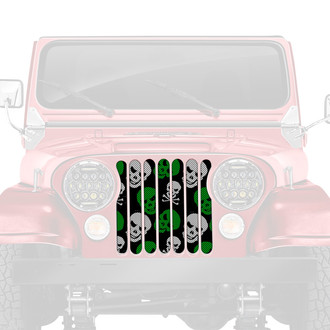 Dirty Acres® - 1-Pc Skulls Style Green Perforated Main Grille