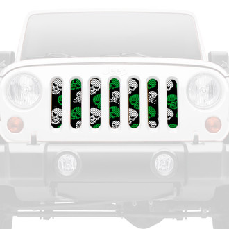 Dirty Acres® - 1-Pc Skulls Style Green Perforated Main Grille
