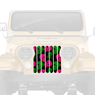 Dirty Acres® - 1-Pc Skulls Style Pink/Green Perforated Main Grille