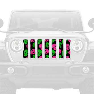 Dirty Acres® - 1-Pc Skulls Style Pink/Green Perforated Main Grille