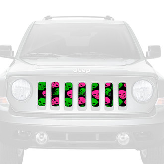Dirty Acres® - 1-Pc Skulls Style Pink/Green Perforated Main Grille