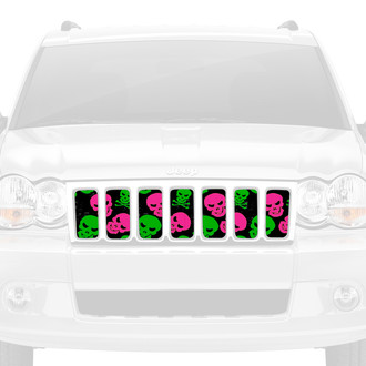 Dirty Acres® - 1-Pc Skulls Style Pink/Green Perforated Main Grille