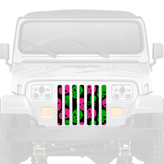 Dirty Acres® - 1-Pc Skulls Style Pink/Green Perforated Main Grille