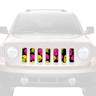 Dirty Acres® - 1-Pc Skulls Style Pink/Yellow Perforated Main Grille