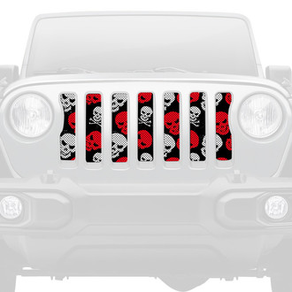 Dirty Acres® - 1-Pc Skulls Style Red/White Perforated Main Grille