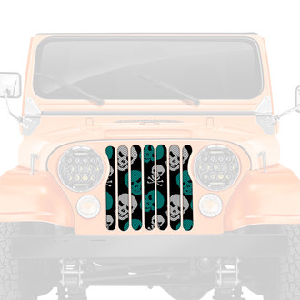 Dirty Acres® - 1-Pc Skulls Style Teal Perforated Main Grille