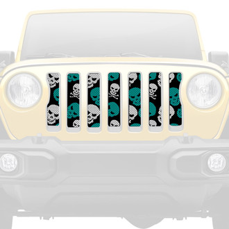 Dirty Acres® - 1-Pc Skulls Style Teal Perforated Main Grille