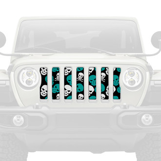 Dirty Acres® - 1-Pc Skulls Style Teal Perforated Main Grille