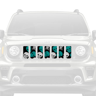 Dirty Acres® - 1-Pc Skulls Style Teal Perforated Main Grille