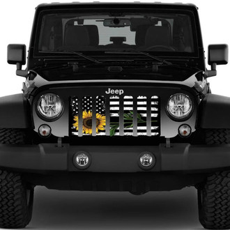 Dirty Acres® - 1-Pc Sunflower American Flag Style Perforated Main Grille