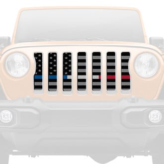 Dirty Acres® - 1-Pc American Tactical Back the Blue, White and Red Style Perforated Main Grille