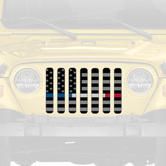 Dirty Acres® - 1-Pc American Tactical Back the Blue, White and Red Style Perforated Main Grille