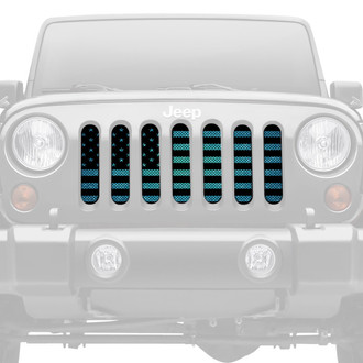 Dirty Acres® - 1-Pc American Flag Style Teal Fleck Perforated Main Grille