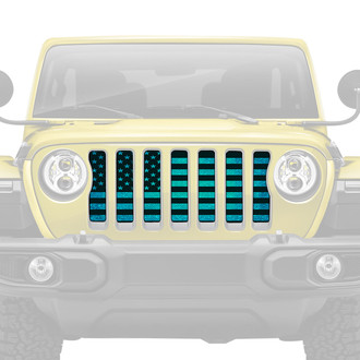 Dirty Acres® - 1-Pc American Flag Style Teal Fleck Perforated Main Grille