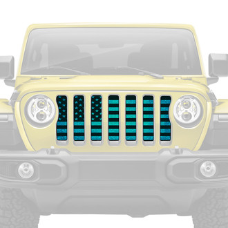 Dirty Acres® - 1-Pc American Flag Style Teal Fleck Perforated Main Grille