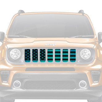 Dirty Acres® - 1-Pc American Flag Style Teal Fleck Perforated Main Grille