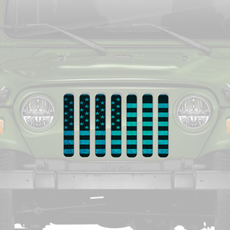 Dirty Acres® - 1-Pc American Flag Style Teal Fleck Perforated Main Grille