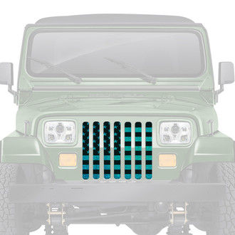 Dirty Acres® - 1-Pc American Flag Style Teal Fleck Perforated Main Grille