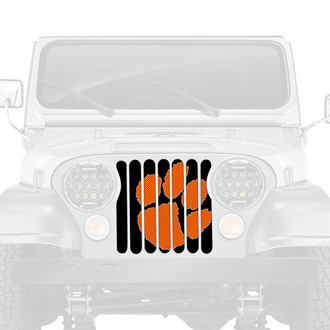 Dirty Acres® - 1-Pc Tiger Paw Print Style Orange/Black Perforated Main Grille