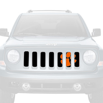 Dirty Acres® - 1-Pc Tiger Paw Print Style Orange/Black Perforated Main Grille
