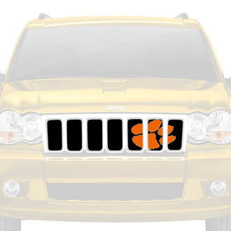 Dirty Acres® - 1-Pc Tiger Paw Print Style Orange/Black Perforated Main Grille