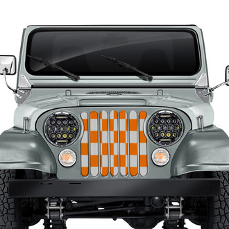 Dirty Acres® - 1-Pc Tennessee Checkerboard Style Orange/White Perforated Main Grille