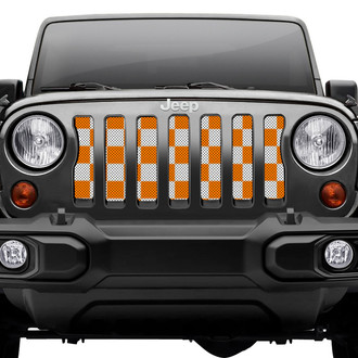 Dirty Acres® - 1-Pc Tennessee Checkerboard Style Orange/White Perforated Main Grille