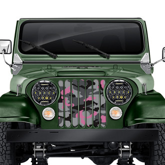 Dirty Acres® - 1-Pc Tactical Camo Style Pink/Black/Gray Perforated Main Grille