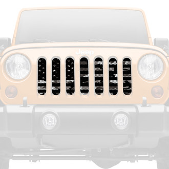 Dirty Acres® - 1-Pc American Camo Flag Style Black/White Perforated Main Grille