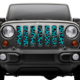 Dirty Acres® - 1-Pc Leopard Print Style Turquoise/Black/Gray Perforated Main Grille