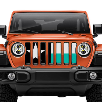 Dirty Acres® - 1-Pc Texas Flag Style Teal/White/Black Perforated Main Grille