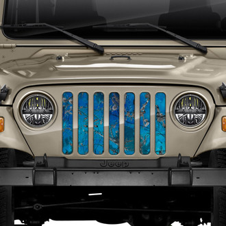 Dirty Acres® - 1-Pc Dirty Girl Undertow Camo Style Gray/Blue Perforated Main Grille