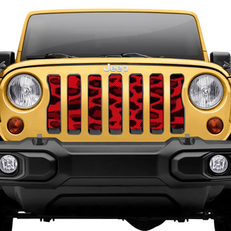 Dirty Acres® - 1-Pc Leopard Print Style Red Perforated Main Grille