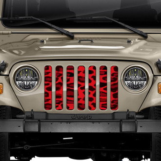 Dirty Acres® - 1-Pc Leopard Print Style Red Perforated Main Grille