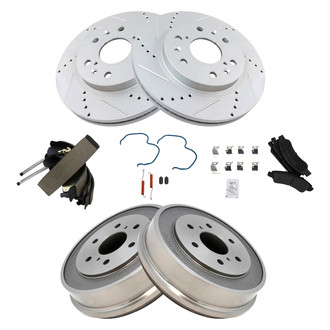 DIY Solutions® - Performance Front and Rear Disc and Drum Brake Kit with Semi-Metallic Pads