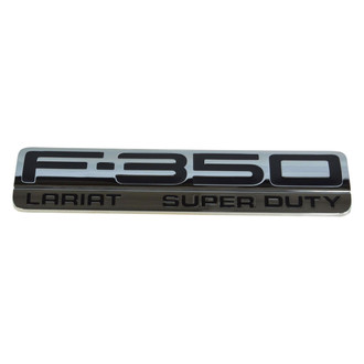 DIY Solutions® - "F-350 Lariat Super Duty" Chrome/Black Fender Emblem