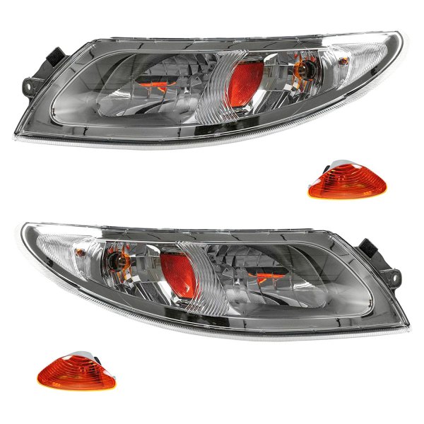 DIY Solutions® - Driver and Passenger Side Black Factory Style Headlights with Side Marker Lights