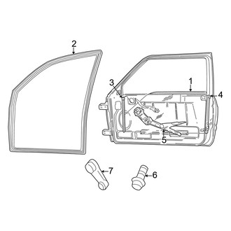 Dodge OE - Door - Glass & Hardware (Regular Cab), (1500 Laramie / SLT / SRT-10 / ST Regular Cab)