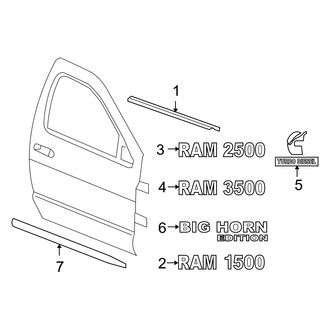 Dodge OE - Front Door - Exterior Trim (Mega Cab)