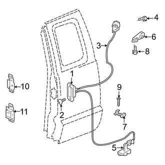 Dodge OE - Rear Door - Lock & Hardware (Laramie / SLT / Sport / ST / SXT / TRX / TRX4 Extended Cab)