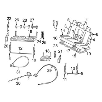 Dodge OE - Seats & Tracks - Rear Seat Components (Split Bench Seat 60/40), (Mega Cab)