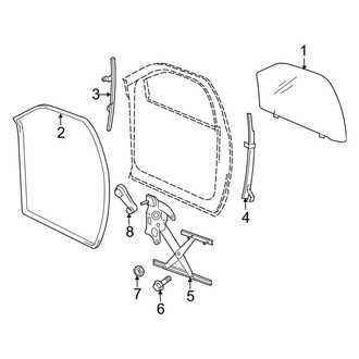 Dodge OE - Door - Glass & Hardware (Regular Cab), (1500 2 Doors)