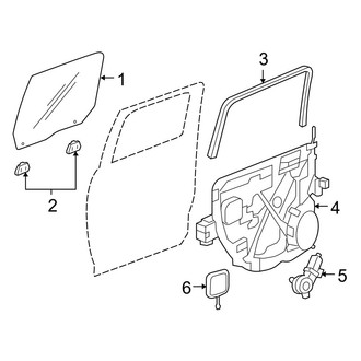 Dodge OE - Rear Door - Glass & Hardware (1500 Laramie / SLT / Sport / ST / TRX / TRX4 Crew Cab)
