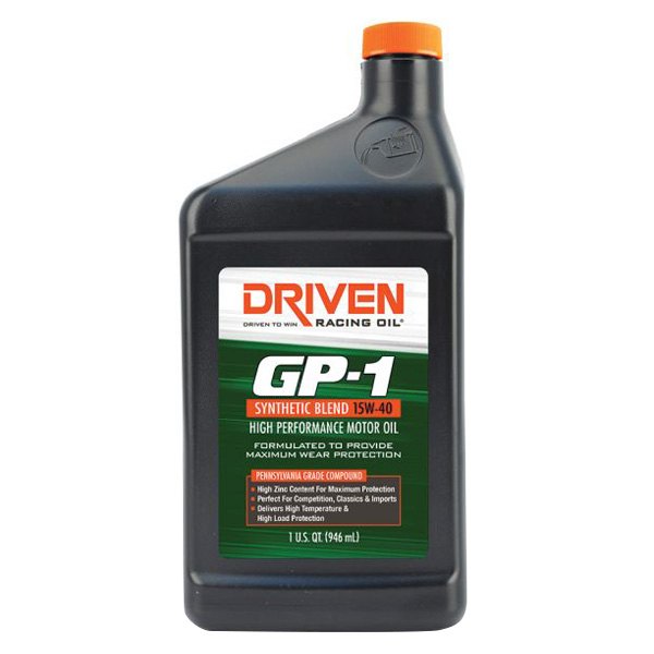 Driven Racing Oil® - GP-1™ SAE 15W-40 Synthetic Blend High Performance Motor Oil, 1 Quart