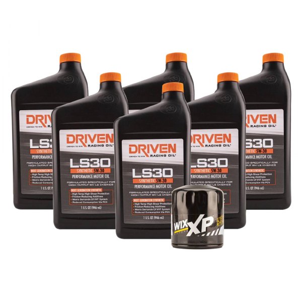 Driven Racing Oil® - LS30 SAE 5W-30 Synthetic Street Performance Oil Change Kit, 1 Quart x 6 Bottles